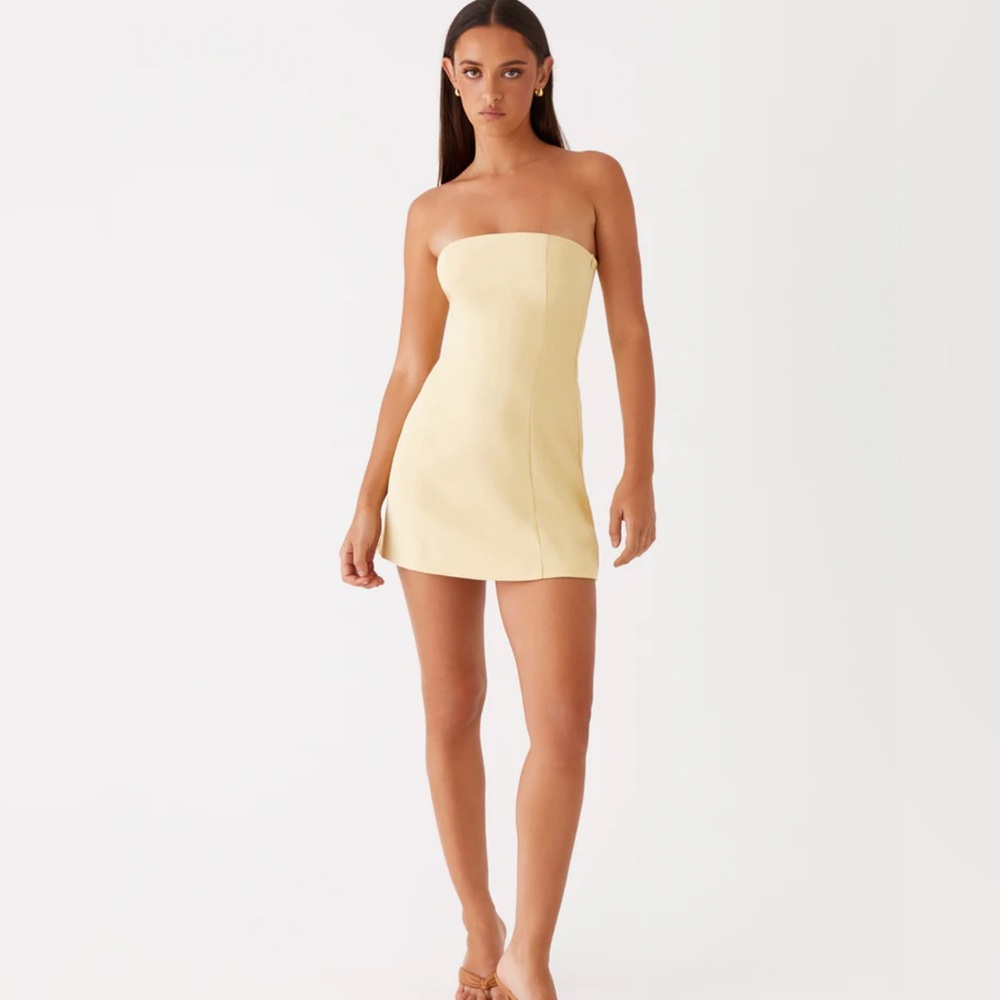 Strapless peppermayo Ayanna butter yellow Mini Dress
